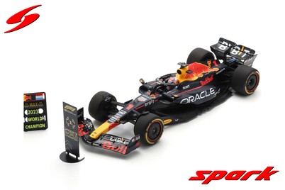 2023 - ORACLE RED BULL RACING RB19 - MAX VERSTAPPEN - WINNAAR QATAR GP - WERELDKAMPIOEN (Spark 1:18)