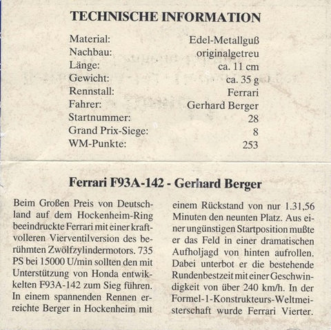 1993 - Ferrari F93A - Gerhard Berger - Göde - Hockenheim - Yuui's F1 scale models