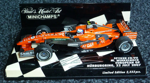 2007 - Spyker F8-VII - Markus Winkelhock - European GP, Nürburgring, 22 July (signed) - Yuui's F1 scale models