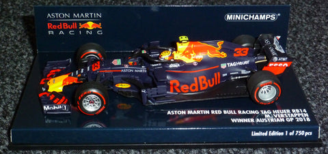 2018 - Aston Martin Red Bull Racing TAG-Heuer RB14 - Max Verstappen - Winnaar GP Oostenrijk (Minichamps 1:43) - Yuui's F1 scale models