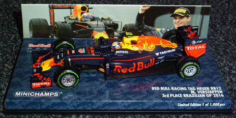 2016 - Red Bull Racing TAG-Heuer RB12 - Max Verstappen - 3rd place Brazilian GP - Minichamps 1:43 - Groene Intermediate band! - Yuui's F1 scale models