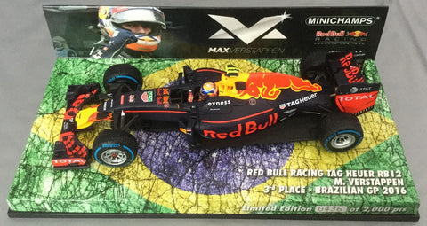 2016 - Red Bull Racing TAG-Heuer RB12 - Max Verstappen - 3rd place Brazilian GP - Minichamps 1:43 - Fanclub editie (MVC#14) - Yuui's F1 scale models